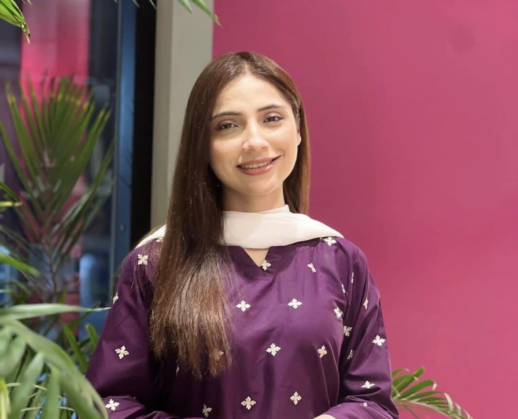 Sajal Malik, Pakistani TikTok star, addresses media while denying involvement in alleged viral video controversy.