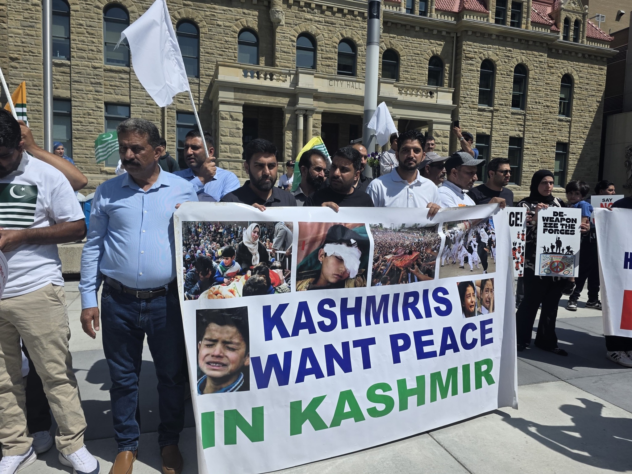 Kashmiri diaspora protesting peacefully for peace and the right to self-determination in Kashmir during the G7 Summit in Calgary, Canada.