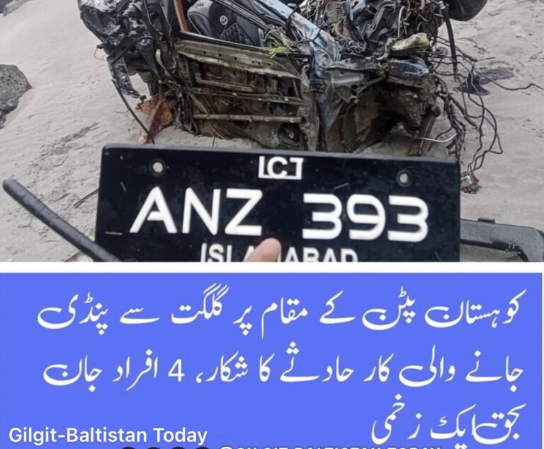 Fatal Accident in Lower Kohistan: Four Killed, One Injured as Car Plunges into Ravine