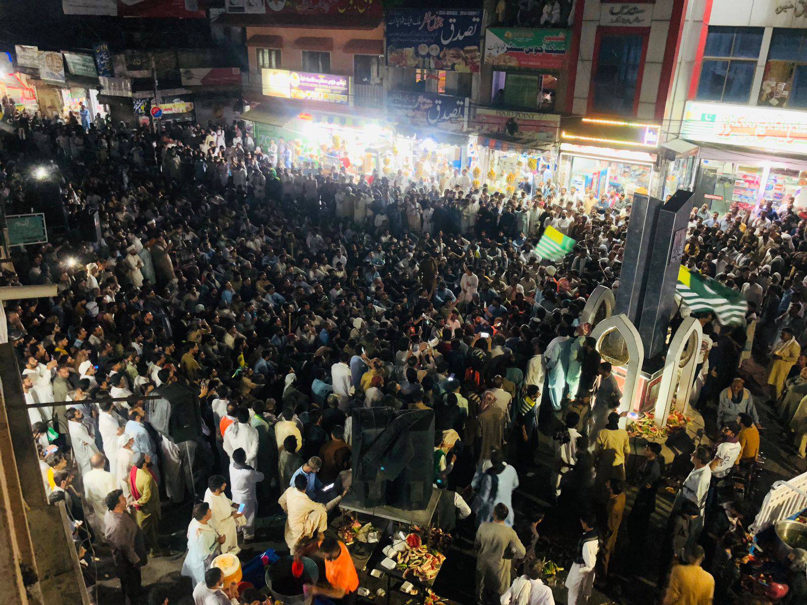 A large crowd of protestors gathered at Shaheed Chowk in Kotli, Pakistan administered Azad Jammu and Kashmir
