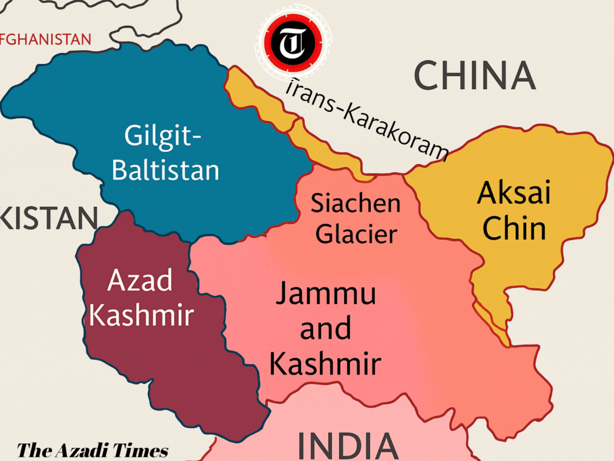 Geopolitical map of Kashmir showing administrative divisions
