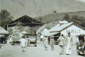 Historic 1937 photo of Muzaffarabad customs checkpoint on ancient Kashmir trade route.