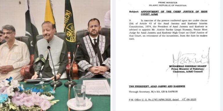 Justice Sardar Liaqat Hussain Sworn in as Acting Chief Justice of AJK High Court Amid Ongoing Controversy Over Permanent Appointment