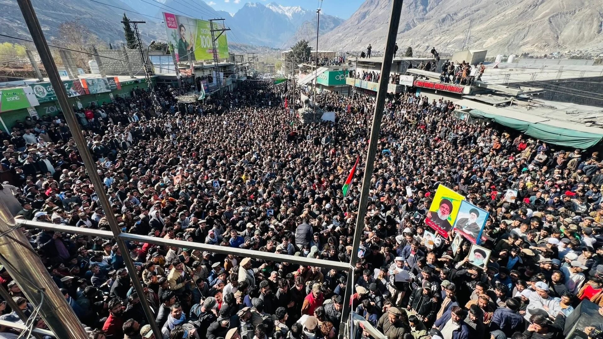 Pro-Iran protesters in Pakistan-administered Kashmir and Karachi clash with authorities, setting fire to UN offices and streets filled with smoke and chaos.